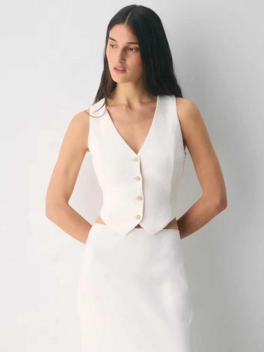 NWT Aritzia WILFRED Pacino Vest - Crepette - Light Birch 10 - Picture 1 of 8